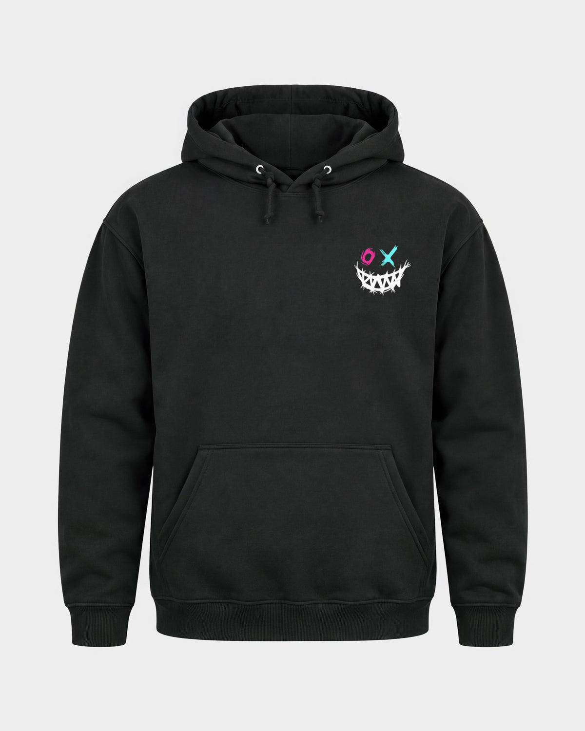 XOXO Smile – Basic Hoodie in Schwarz, Frontprint – Hard Nights