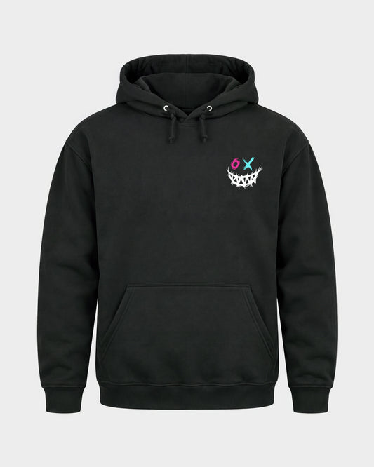 XOXO Smile – Basic Hoodie in Schwarz, Frontprint – Hard Nights