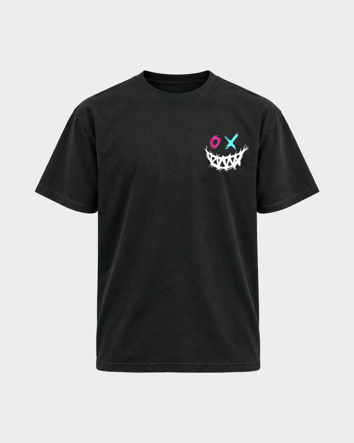 XOXO Smile – Basic Shirt in Schwarz, Frontprint – Hard Nights