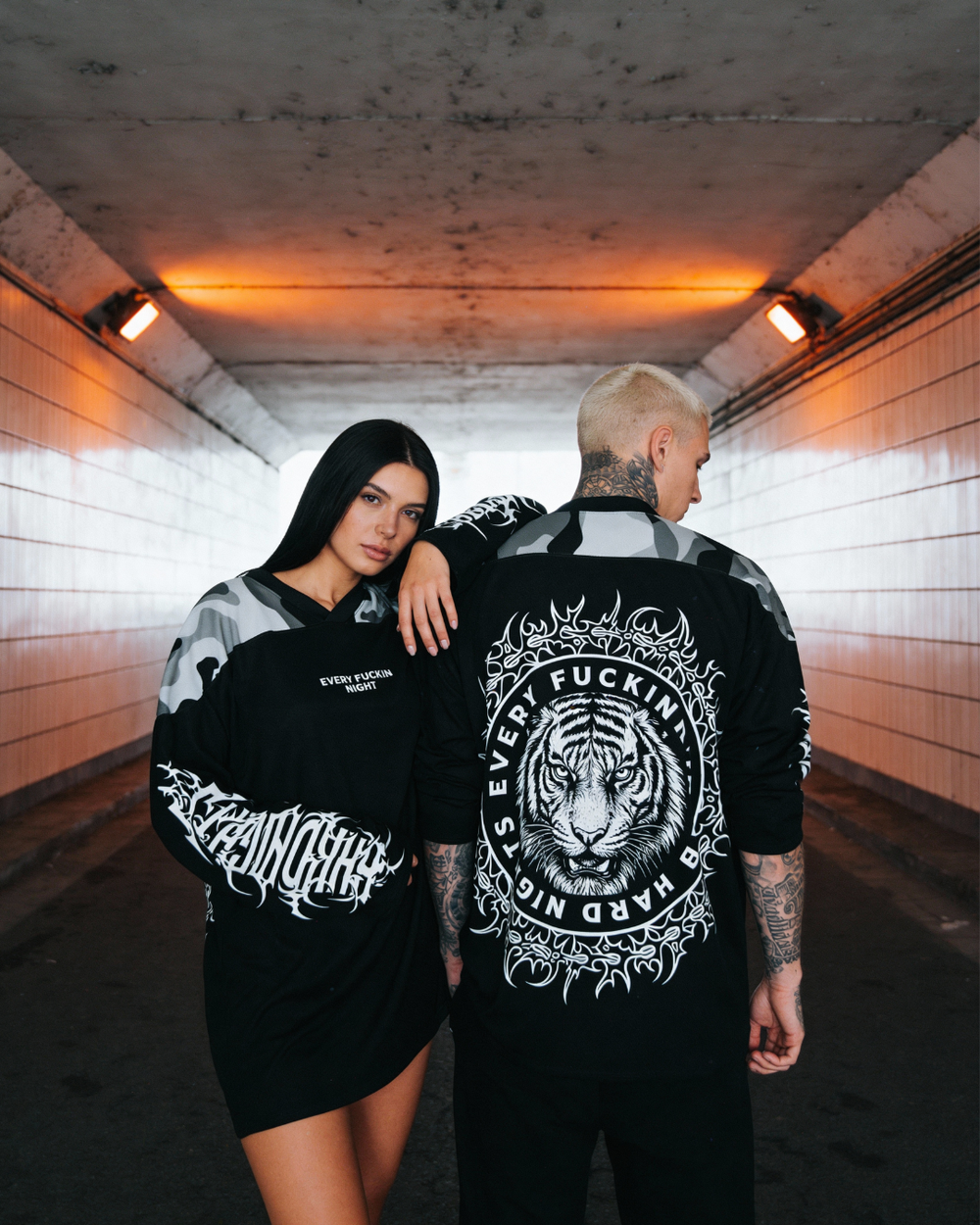 Original Hard Nights jersey shooting with two models in an underpass