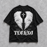 Maglietta oversize, per look techno e streetwear | Nero