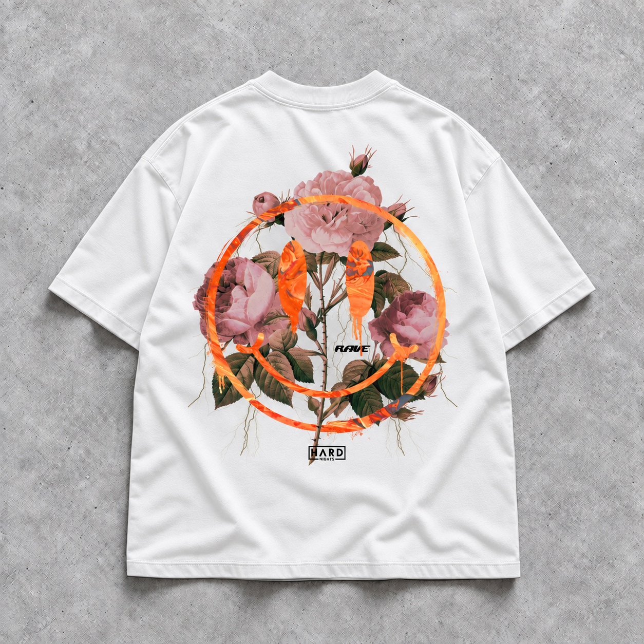 Smiley Oversized-T-skjorte for techno og rave | Hvit