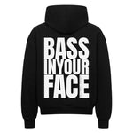 Bass in your Face Oversized Zipper Hoodie, unisex hoodie : Black