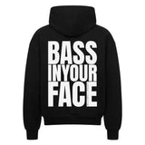 Bass in your Face Oversized Zipper Hoodie, unisex hoodie : Black