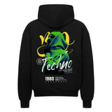 Techno Oversized Zipper Hoodie mit Backprint für Rave