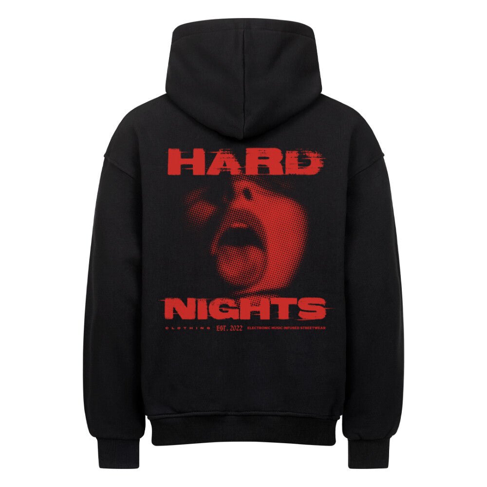 Red Face Oversized Hoodie (Backprint) - Hard Nights