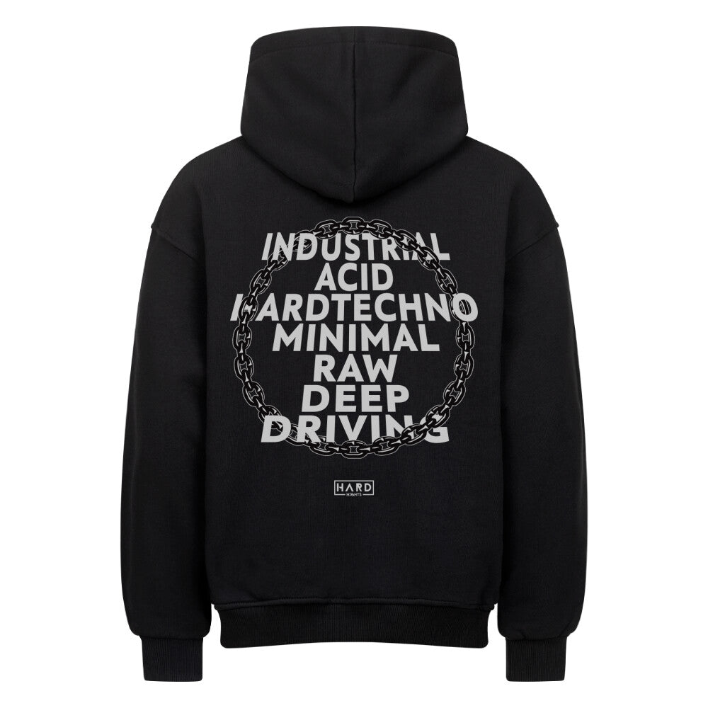 Techno Oversized Hoodie (Backprint) - Hard Nights